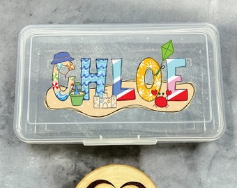 Personalized Pencil Boxes, Beach Pencil Box, Back To School Supplies, Art Box, Personalized Pencil Case For Kids, Custom Name Pencil Box