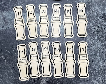 Llamador de patos, caza de patos, disco marcador de hitos mensuales para bebé, tarjetas de madera para marcar el mes del bebé