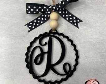Monogramm Rückspiegel Auto Anhänger, Monogramm Weihnachtsverzierung, Petite Car Monogramm Charme, Rückspiegel