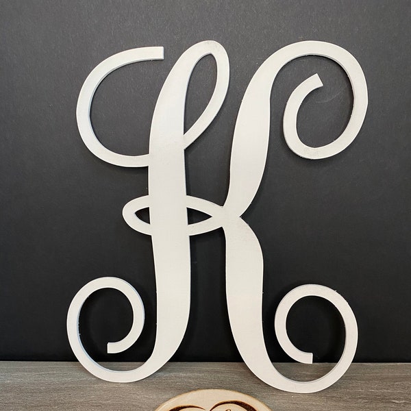 Wooden Monogram Single Letter, Custom Monogram Letter Sign, Font Choices, Natural Wooden Initial Sign, Large Cursive Letter, Unpainted
