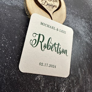 Paquetes de posavasos de cerveza con monograma de texto personalizado para fiestas, posavasos de cartón, decoraciones de mesa, regalos para fiestas, posavasos con foto de boda