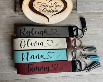 Key Lanyard Wristlet with Hardware, Personalized, Vegan Leatherette, Key Fob, Key Chain, wrist lanyard, lanyard for key, wristlet