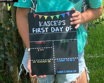 Cartello riutilizzabile 2 in 1 per il primo e l'ultimo giorno di scuola, primo giorno di scuola, materiale per il ritorno a scuola, ultimo giorno di scuola, cartello con lavagna