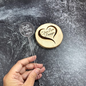 Custom Circle Personalized Stirrer, Pack of 24, Stirrer Birthday, Wedding Stir Stick, Cocktail Tags, Couple Names, Printed Acrylic Stirrer