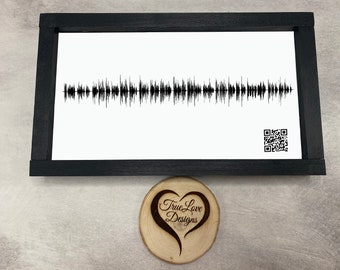 Memorial Voicemail Art with Sound Wave & QR code, Gray Steel Background, Custom Loss Framed Gift Idea, Love One Memorial, Sympathy Gift