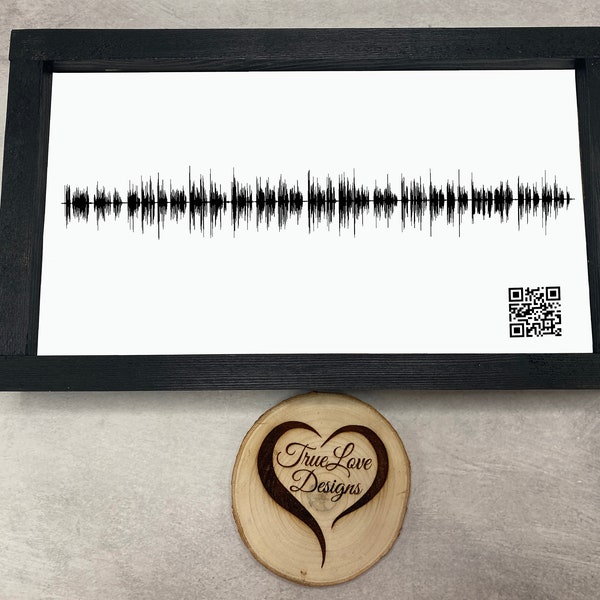 Memorial Voicemail Art with Sound Wave & QR code, Gray Steel Background, Custom Loss Framed Gift Idea, Love One Memorial, Sympathy Gift