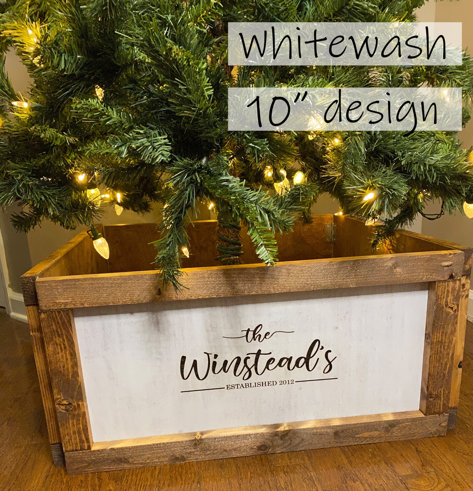 Personalized Christmas Tree Skirt Box Tree Box Stand Wood Etsy
