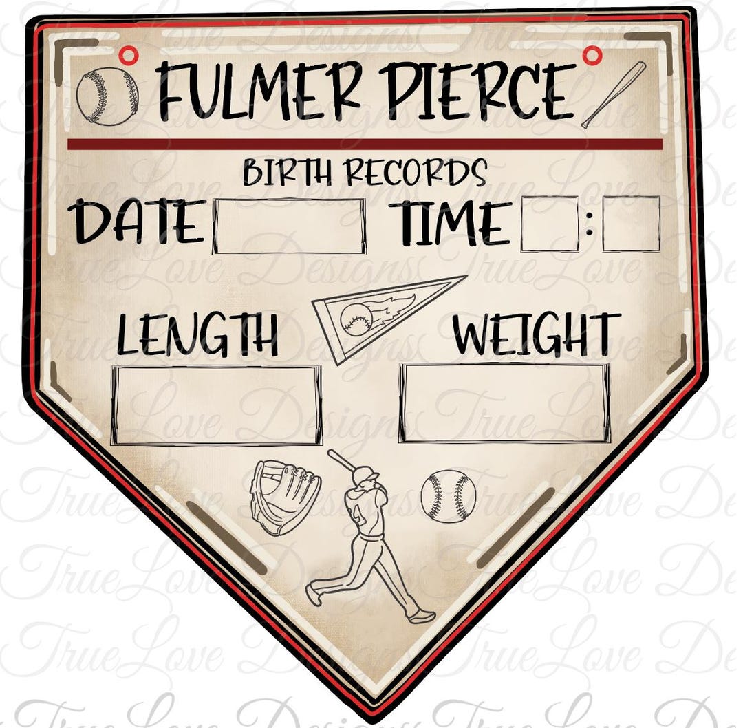 Baseball Home Plate Birth Stat Sign – Personalized Baby Door Hanger ...