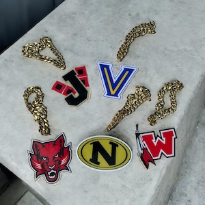 Custom School Sports Turnover Chain Necklace, Sports Hype Chain, Team Logo Mascot, Mega Fan Chain, Oversized Medallion Pimp Chain Any Logo