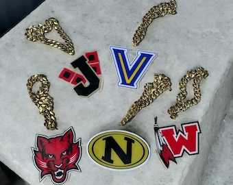 Collar con cadena personalizada para deportes escolares, cadena deportiva, mascota con logo de equipo, cadena para mega fans, cadena con medallón extragrande con cualquier logo.