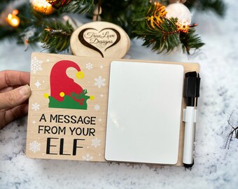 Message From Your Elf Dry Erase Board and Marker, Elf Message Board, Elf Whiteboard, Elf Decor, Christmas Elf Message, Elf Shenanigans