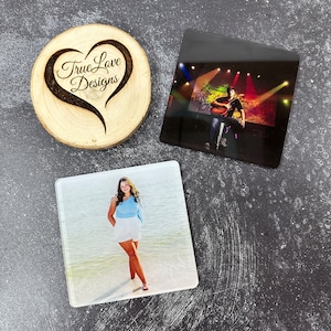 Personalized Photo Coaster Printed Acrylic Drinks Coaster | Wedding Coaster | Wedding Couple Photo Coaster | Photo Party Drink Mats