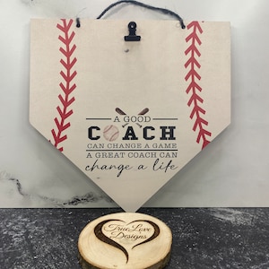 Baseball Coach Gift, End of Season Manager Gift, Team Gift, Team Photo Hanging Plaque, A Great Coach Can Change A Life, MVP