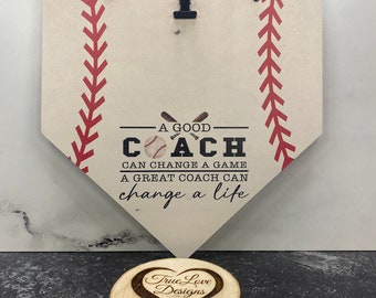Baseball Coach Gift, End of Season Manager Gift, Team Gift, Team Photo Hanging Plaque, A Great Coach Can Change A Life, MVP