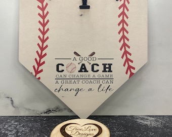 Baseball-Trainer Geschenk, Saisonende-Manager Geschenk, Teamgeschenk, Team-Foto-Hängeplakette, Ein großer Trainer kann ein Leben ändern, MVP