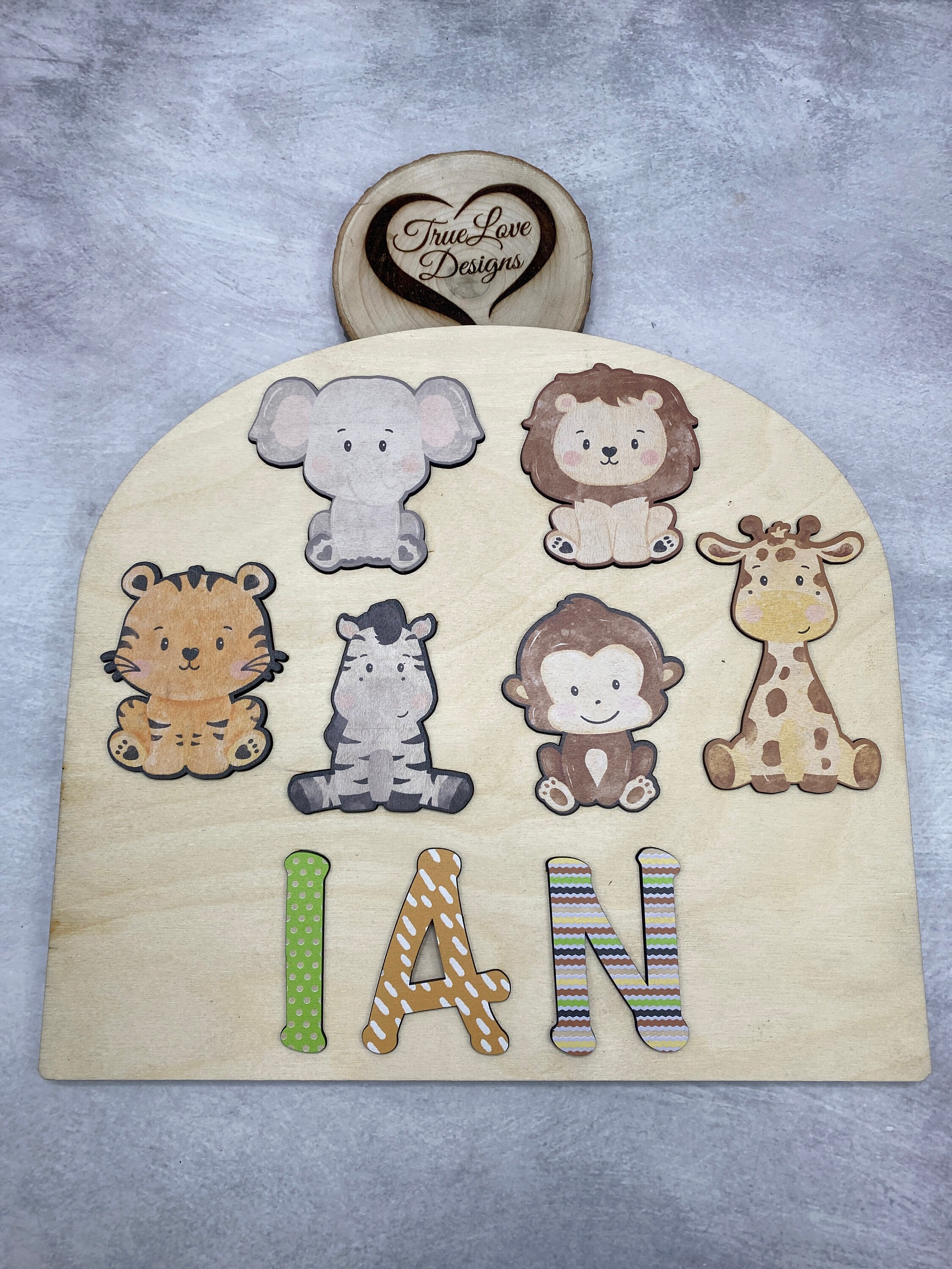 Safari Animal - Boy Theme Wooden Name Puzzle, Name Puzzle for Toddlers ...