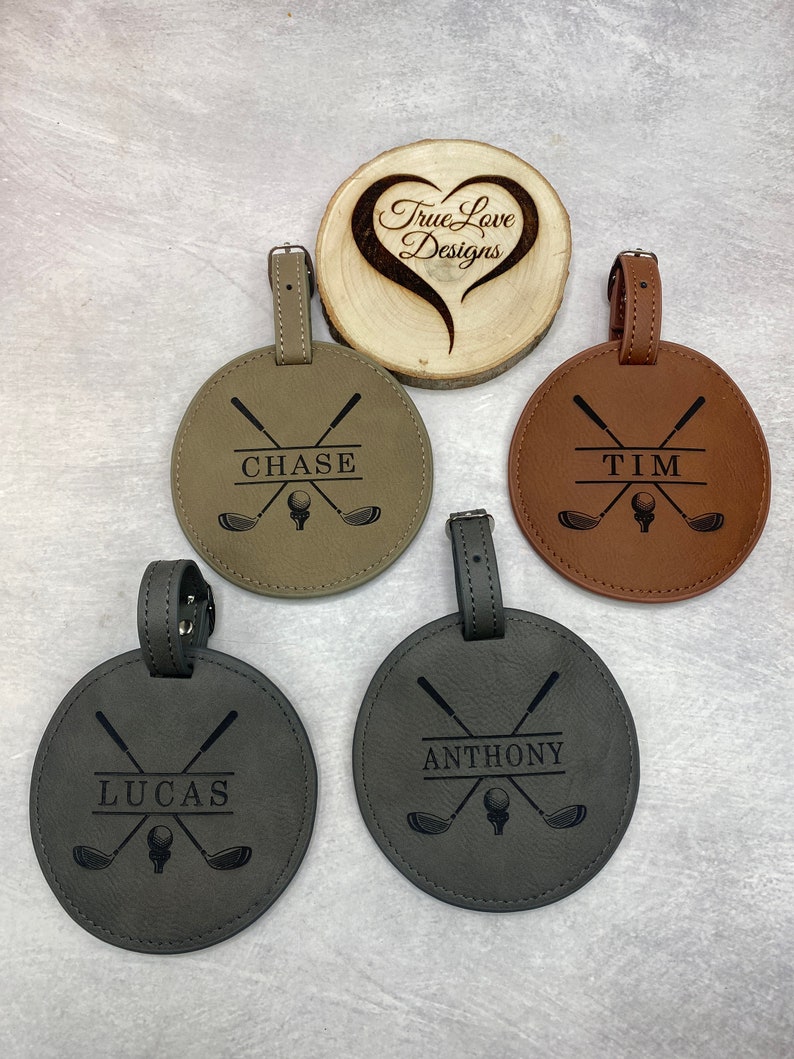 Personalized Engraved Golf Bag Tag with Tees, Leatherette Golf Bag Tag, Fathers Day Gift, Gift for Him, Gift for Dad, Golf Gifts image 7