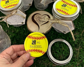 Personalized Softball Senior Gift, Printed Dirt Jar Softball Lid & Home Plate Tag, Senior Gift Softbal,l Team Gift, Softball Senior Night