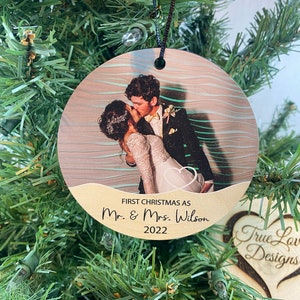 First Christmas As Mr & Mrs Photo Ornament, Wedding Picture Christmas Ornament, Personalized Newlywed Ornament, Picture Ornament, Photo Gift