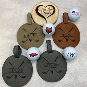 Personalized Engraved Golf Bag Tag with Tees, Leatherette Golf Bag Tag, Fathers Day Gift, Gift for Him, Gift for Dad, Golf Gifts image 1