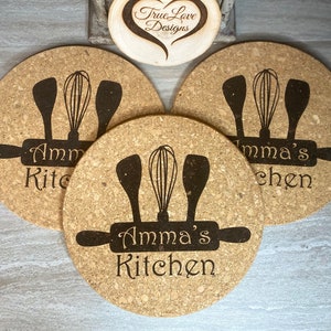 Personalized Kitchen Trivet, Cork, Custom Engraved, Personalized, Grandparent&#39;s Day, Mamaw, Gigi, Mamaw, Nanny, Granny