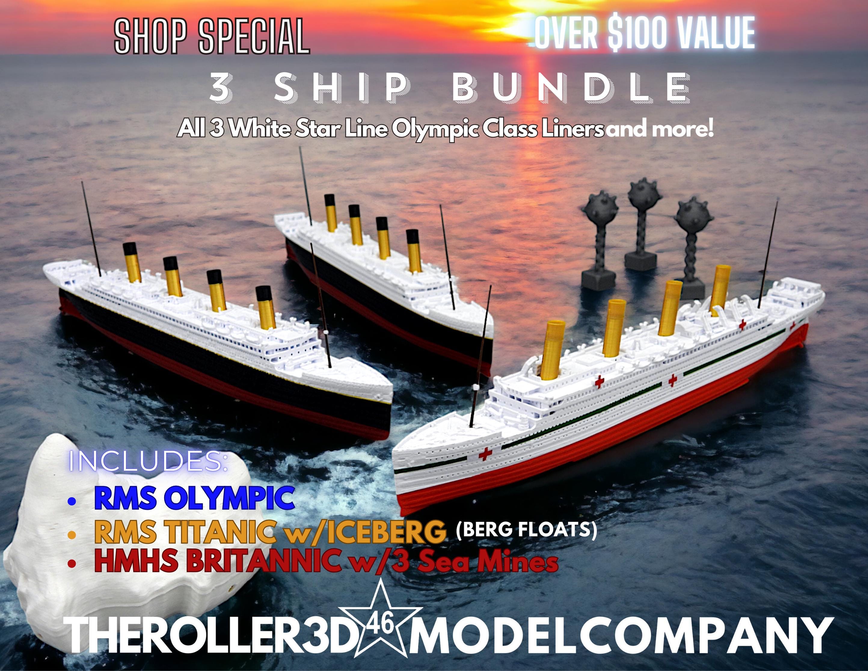 RMS タイタニック、ブリタニック、オリンピック 12 インチ モデル 3 船