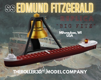 Modèle en acier inoxydable EDMUND FITZGERALD très détaillé 1 pied de long (options sonnette et support disponibles)