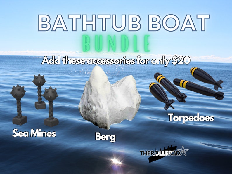 Bathtub Boat BUNDLE 4 Boats Titanic, Britannic, Lusitania, Edmund Fitzgerald, Floats Perfect Kid Tested & Approved LIMITED TIME Only Add Accessory Pack