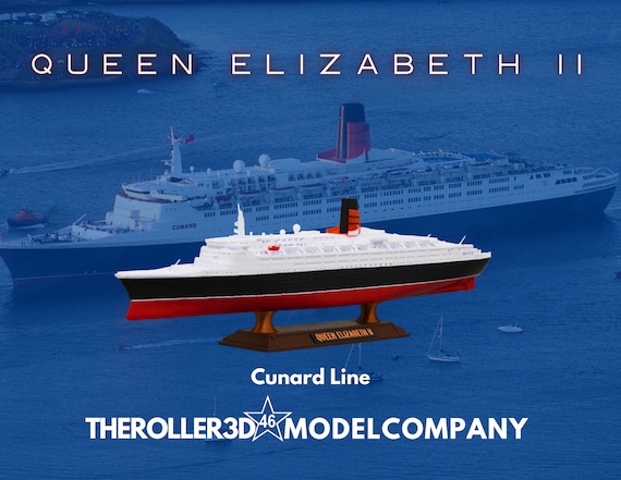 CUNARD　QUEEN ELIZABETH　クイーンエリザベス号模型 Queen Elizabeth 2 Model 1 Foot in Length - Etsy