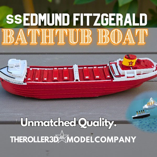 Edmund Fitzgerald Bathtub Boat: Floating Freighter Toy, Stocking Stuffer
