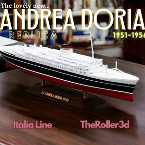 SS Andrea Doria Model 1 Foot in Length, Deluxe Display Model By TheRoller3d