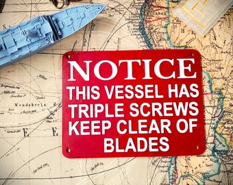 Titanic Triple Screw Warning Plaque Replica 5" x 7"