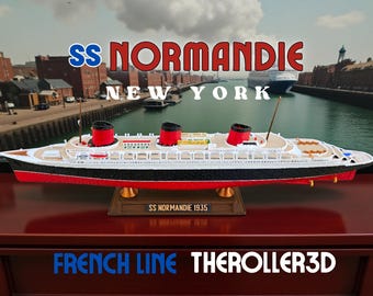 Réplica a escala de 30 cm del SS Normandie, modelo de 30 cm de longitud, con gran nivel de detalle, transatlántico.