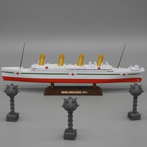HMHS Britannic Model 2019 Design by TheRoller3d, 1 Foot in Length Model w/Stand&Mines