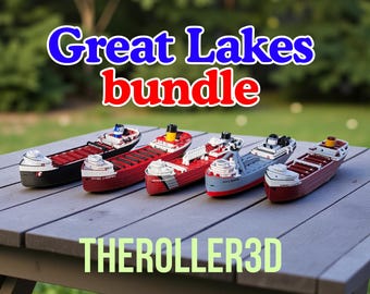 Great Lakes Freighter Ship Model 5-Pack, Bath & Pool Toy Bundle