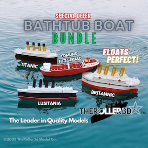 Bathtub Boat BUNDLE! 4 Boats - Titanic, Britannic, Lusitania, Edmund Fitzgerald, Floats Perfectly!