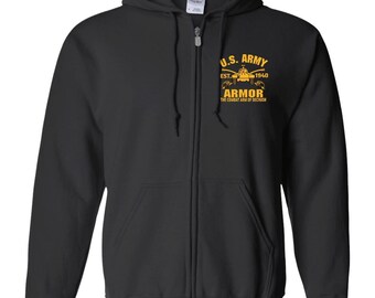 US Army Armor Zip Up Hooded Sweatshirt