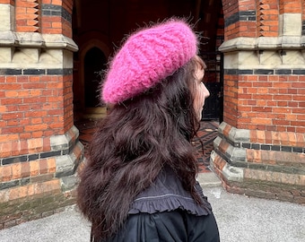 Modèle de tricot de béret côtelé de pêcheur | tricot de bonnet, patron de béret, tricot de mohair