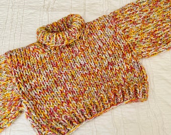 modèle de tricot pour fille en tissu | Modèle de tricot de pull court multi-fils épais adapté aux débutants