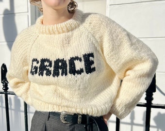 le patron de tricot du pull boyfriend | pull prénom personnalisable, surpiqûres doubles, patron de tricot débutant personnalisé