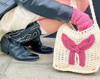 Beau Bag Crochet Pattern | crochet bag, crochet purse, crochet bow, crochet handbag, crochet project