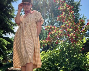 gathered midi dress sewing pattern | beginner friendly sewing pattern, poofy sleeves, gathered skirt