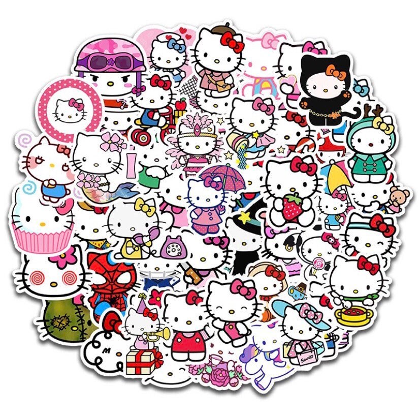 Waterproof Hello Kitty Stickers pack of random 50 pcs. US | Etsy