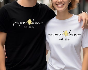 Personalized Papa Bear Winnie The Pooh Shirt, Papa Shirt, Est With Kid Name Shirt, Fathers Day Gift, Mama Shirt, Gift For Papa, Family Shirt