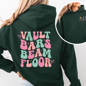 Personalized Gymnast Hoodie, Custom Hoodie, Vault Floor Bars Beam Hoodie, Gymnastics Hoodie, Girls Gymnast Hoodie, Women Hoodie, Girls Gift