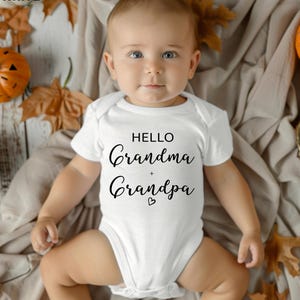 Hello Grandma and Grandpa Onesie: Grandparents Announcement Bodysuit