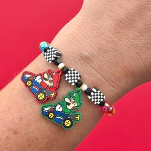 Super Brothers Mario Kart & Luigi Kart Racer Midi Bubble Beaded Bracelet