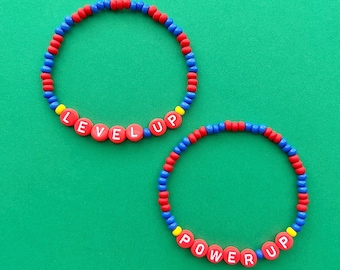 Super Mario Level Up and Power Up Beaded Bracelets