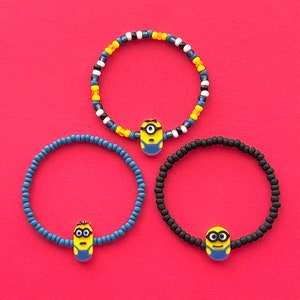 Minion Stuart Kevin Bob Charm Beaded Bracelets