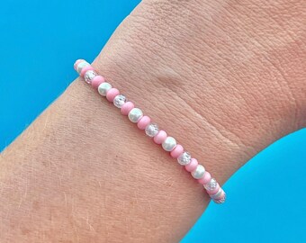 Pink, Pearl and Crystal Marie All Bead Beaded Bracelet